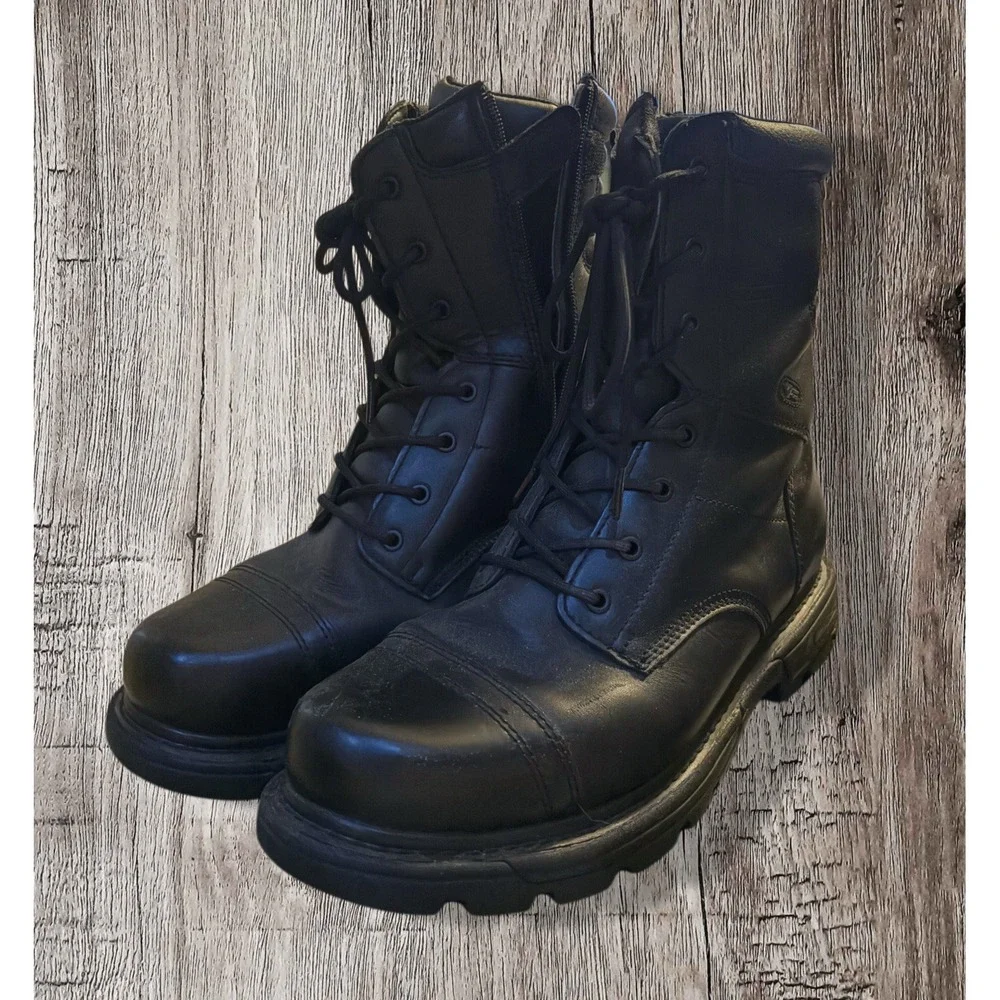 Thorogood Side Zip Tactical Jump Boots Black Leather 13M